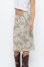 Load image into Gallery viewer, Vintage x LOUBEN Beige, Blue  Floral Midi Skirt (XS)