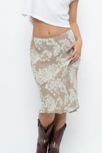 Load image into Gallery viewer, Vintage x LOUBEN Beige, Blue  Floral Midi Skirt (XS)