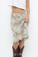 Load image into Gallery viewer, Vintage x LOUBEN Beige, Blue  Floral Midi Skirt (XS)
