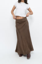 Load image into Gallery viewer, Vintage x EDDIE BAUER Brown Linen Maxi Skirt (L)