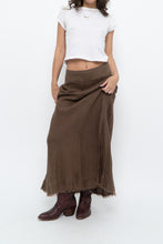 Load image into Gallery viewer, Vintage x EDDIE BAUER Brown Linen Maxi Skirt (L)