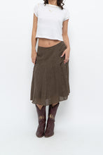 Load image into Gallery viewer, Vintage x JONES NY Brown Polkadot Silk Midi Skirt (S, M)