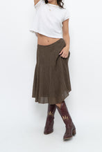 Load image into Gallery viewer, Vintage x JONES NY Brown Polkadot Silk Midi Skirt (S, M)