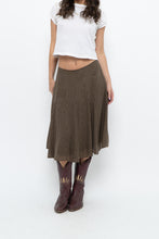 Load image into Gallery viewer, Vintage x JONES NY Brown Polkadot Silk Midi Skirt (S, M)