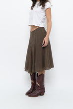 Load image into Gallery viewer, Vintage x JONES NY Brown Polkadot Silk Midi Skirt (S, M)