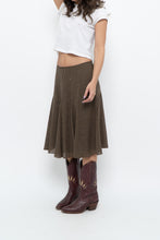 Load image into Gallery viewer, Vintage x JONES NY Brown Polkadot Silk Midi Skirt (S, M)