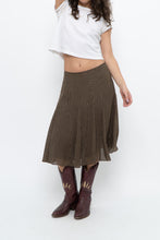 Load image into Gallery viewer, Vintage x JONES NY Brown Polkadot Silk Midi Skirt (S, M)