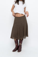 Load image into Gallery viewer, Vintage x JONES NY Brown Polkadot Silk Midi Skirt (S, M)