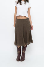 Load image into Gallery viewer, Vintage x JONES NY Brown Polkadot Silk Midi Skirt (S, M)