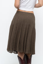 Load image into Gallery viewer, Vintage x JONES NY Brown Polkadot Silk Midi Skirt (S, M)