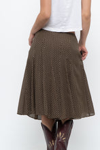 Load image into Gallery viewer, Vintage x JONES NY Brown Polkadot Silk Midi Skirt (S, M)
