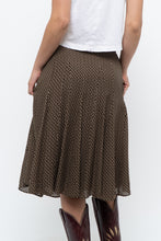 Load image into Gallery viewer, Vintage x JONES NY Brown Polkadot Silk Midi Skirt (S, M)