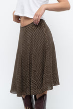 Load image into Gallery viewer, Vintage x JONES NY Brown Polkadot Silk Midi Skirt (S, M)