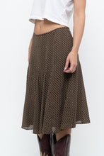 Load image into Gallery viewer, Vintage x JONES NY Brown Polkadot Silk Midi Skirt (S, M)