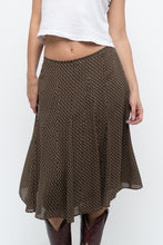 Load image into Gallery viewer, Vintage x JONES NY Brown Polkadot Silk Midi Skirt (S, M)