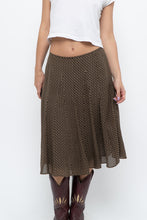 Load image into Gallery viewer, Vintage x JONES NY Brown Polkadot Silk Midi Skirt (S, M)