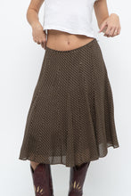 Load image into Gallery viewer, Vintage x JONES NY Brown Polkadot Silk Midi Skirt (S, M)