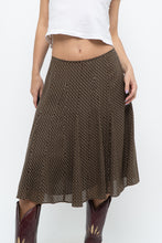 Load image into Gallery viewer, Vintage x JONES NY Brown Polkadot Silk Midi Skirt (S, M)