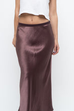 Load image into Gallery viewer, Vintage x Made in Bulgaria x MAXMARA Brown Satin Maxi Skirt (XS-M)