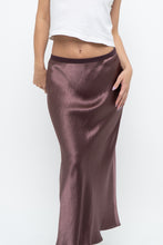 Load image into Gallery viewer, Vintage x Made in Bulgaria x MAXMARA Brown Satin Maxi Skirt (XS-M)
