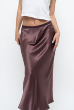 Load image into Gallery viewer, Vintage x Made in Bulgaria x MAXMARA Brown Satin Maxi Skirt (XS-M)