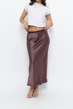 Load image into Gallery viewer, Vintage x Made in Bulgaria x MAXMARA Brown Satin Maxi Skirt (XS-M)