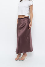 Load image into Gallery viewer, Vintage x Made in Bulgaria x MAXMARA Brown Satin Maxi Skirt (XS-M)