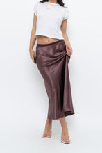 Load image into Gallery viewer, Vintage x Made in Bulgaria x MAXMARA Brown Satin Maxi Skirt (XS-M)