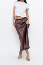 Load image into Gallery viewer, Vintage x Made in Bulgaria x MAXMARA Brown Satin Maxi Skirt (XS-M)