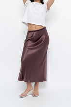 Load image into Gallery viewer, Vintage x Made in Bulgaria x MAXMARA Brown Satin Maxi Skirt (XS-M)