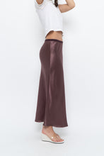 Load image into Gallery viewer, Vintage x Made in Bulgaria x MAXMARA Brown Satin Maxi Skirt (XS-M)