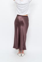 Load image into Gallery viewer, Vintage x Made in Bulgaria x MAXMARA Brown Satin Maxi Skirt (XS-M)