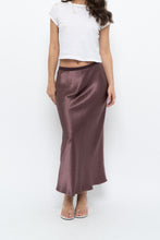 Load image into Gallery viewer, Vintage x Made in Bulgaria x MAXMARA Brown Satin Maxi Skirt (XS-M)