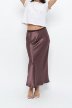 Load image into Gallery viewer, Vintage x Made in Bulgaria x MAXMARA Brown Satin Maxi Skirt (XS-M)