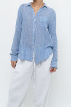 Load image into Gallery viewer, RAILS x Blue Striped Linen Buttonup (XS, S)