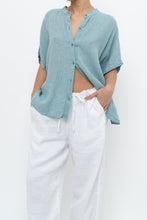 Load image into Gallery viewer, EILEEN FISHER x Teal Gingham Cotton Blouse (XS-XL)