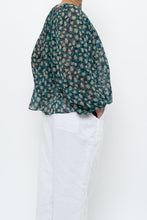 Load image into Gallery viewer, ULLA JOHNSON x Teal Floral Silk Blouse (XS-L)