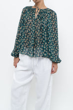 Load image into Gallery viewer, ULLA JOHNSON x Teal Floral Silk Blouse (XS-L)
