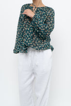 Load image into Gallery viewer, ULLA JOHNSON x Teal Floral Silk Blouse (XS-L)