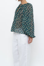 Load image into Gallery viewer, ULLA JOHNSON x Teal Floral Silk Blouse (XS-L)