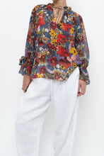 Load image into Gallery viewer, ALICE + OLIVIA Blue Floral Burst Blouse (XS-M)
