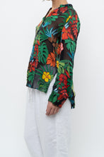 Load image into Gallery viewer, ALICE + OLIVIA x Black Floral Silk-blend Blouse (XS-M)