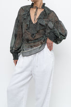 Load image into Gallery viewer, ALICE + OLIVIA x Green Patterned Blouse (XS-M)