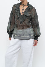 Load image into Gallery viewer, ALICE + OLIVIA x Green Patterned Blouse (XS-M)