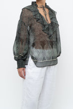 Load image into Gallery viewer, ALICE + OLIVIA x Green Patterned Blouse (XS-M)