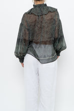 Load image into Gallery viewer, ALICE + OLIVIA x Green Patterned Blouse (XS-M)