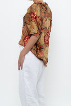 Load image into Gallery viewer, THE GREAT x Red Patterned Satin Short Sleeve Blouse (XS-M)