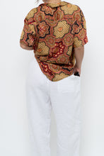 Load image into Gallery viewer, THE GREAT x Red Patterned Satin Short Sleeve Blouse (XS-M)
