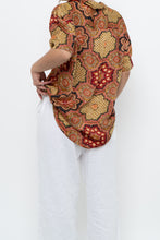 Load image into Gallery viewer, THE GREAT x Red Patterned Satin Short Sleeve Blouse (XS-M)
