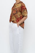 Load image into Gallery viewer, THE GREAT x Red Patterned Satin Short Sleeve Blouse (XS-M)